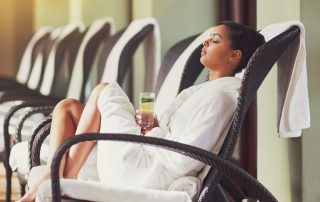 woman sitting at hotel spa
