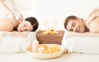 couples massage with candles