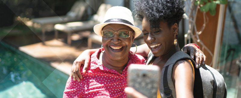 Women taking a selfie